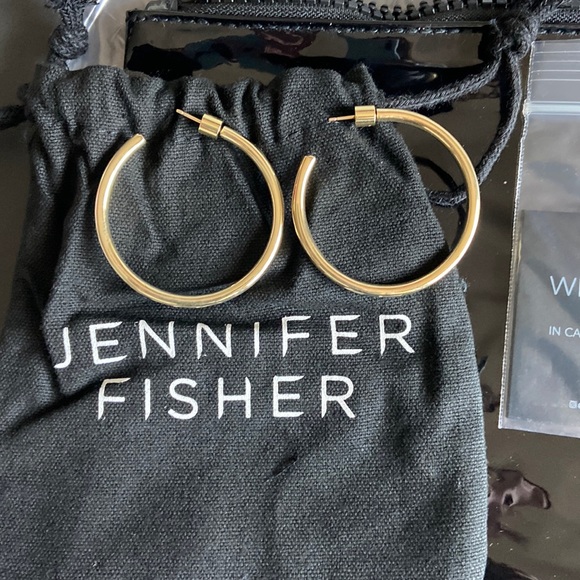 Jennifer Fisher Jewelry - NWT Jennifer Fisher 1.5” classic hollow hoops brass plated with 10k yellow gold
